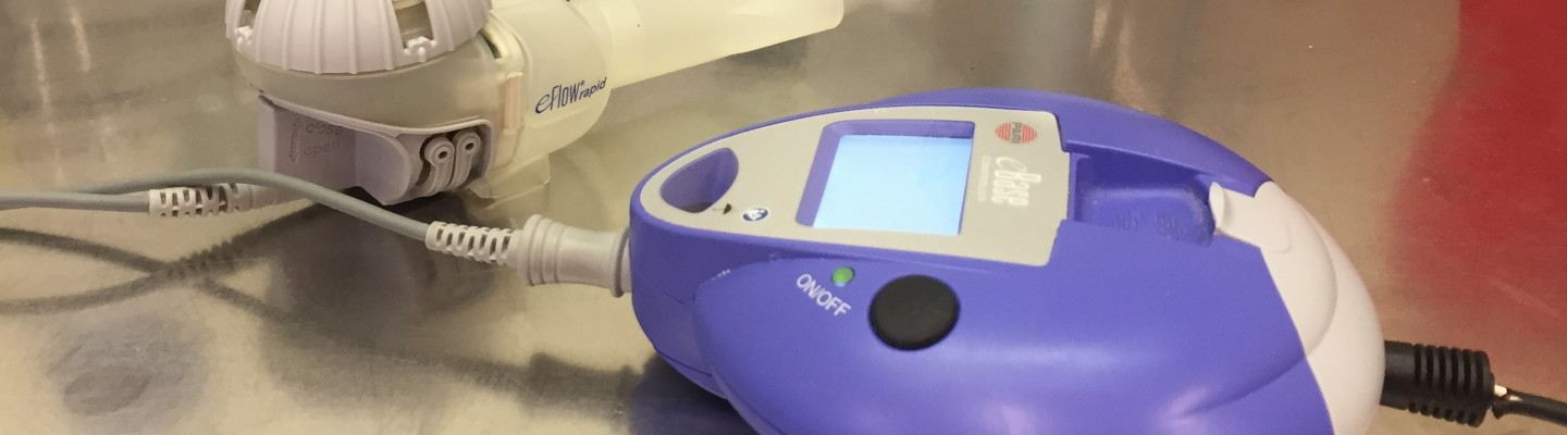 Phantom aerosolisation with e flow Rapid nebuliser system