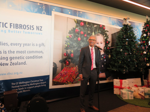 Steve Welly Airport Chief opening CF Christmas Tree Festival 2017